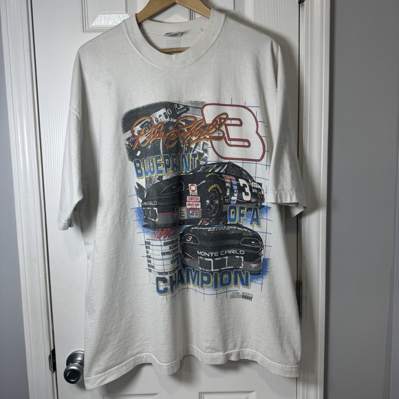 Fruit of the Loom Other - Vintage 1996 Dale Earnhardt T Shirt L White Blueprint Champion All Over Print 2x